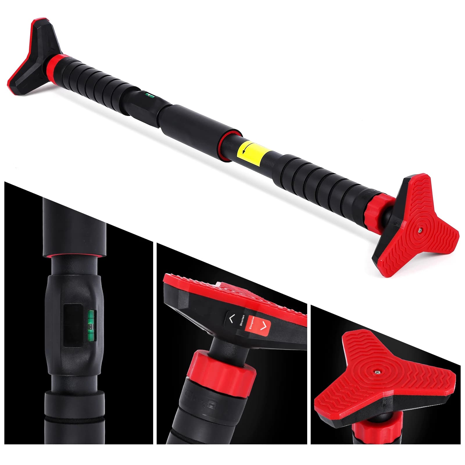 Adjustable traction bar from 69-107 cm per door with level indicator, adjustable traction bars with automatic lock, strength and body training