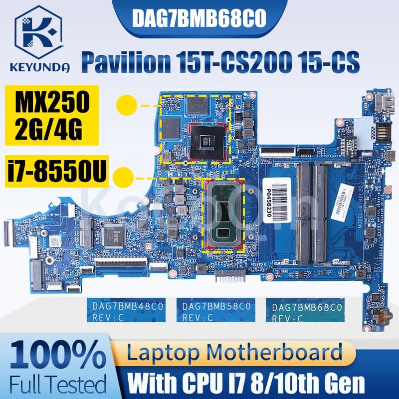 G7BD Per HP Pavilion 15T-CS 15-CS Scheda Madre Del Notebook DAG7BMB48C0 DAG7BMB58C0 DAG7BMB68C0 I5 I7 MX250 2/4G Scheda Madre Del Computer Portatile