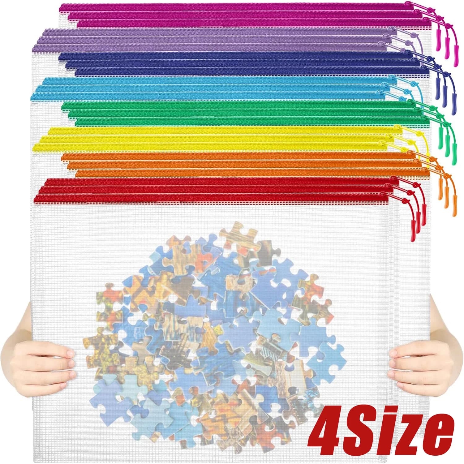 4/8PCS Custodia in rete con cerniera Borsa per documenti Cartelle di file con cerniera impermeabile A3/A4/A5/A6 Forniture per ufficio scolastico Borse portaoggetti per astucci