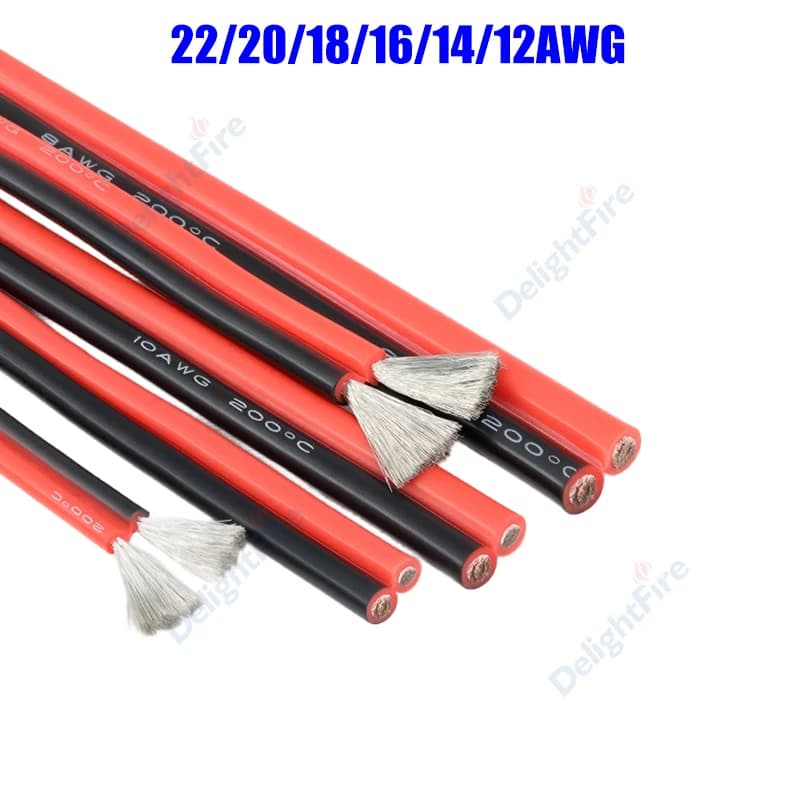 Cavi in Silicone Resistenti al Calore a 2 Pin 3/5/10m 22/20/18/16/14/12AWG Cavo Elettrico Flessibile per Pannelli Solari Auto Altoparlanti