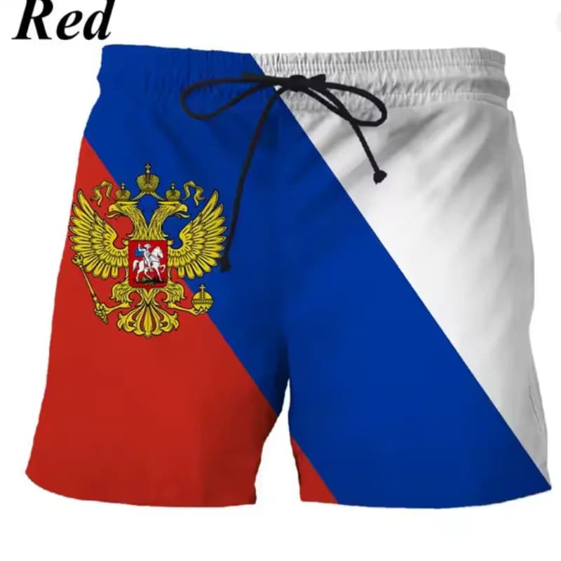 Russian Flag Emblem Short Pants Men Holiday 3D Print New Fashion Swimsuit Homme 2026 Casual Street Oversized Male Ice Shorts