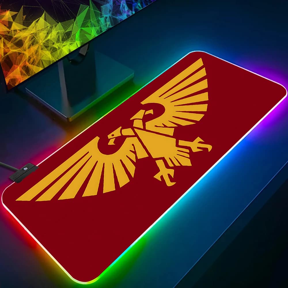 Tappetino per Mouse da Gioco RGB Warhammer 40K, Tappetino LED Luminoso per PC Gamer, Mousepad in Gomma per Computer