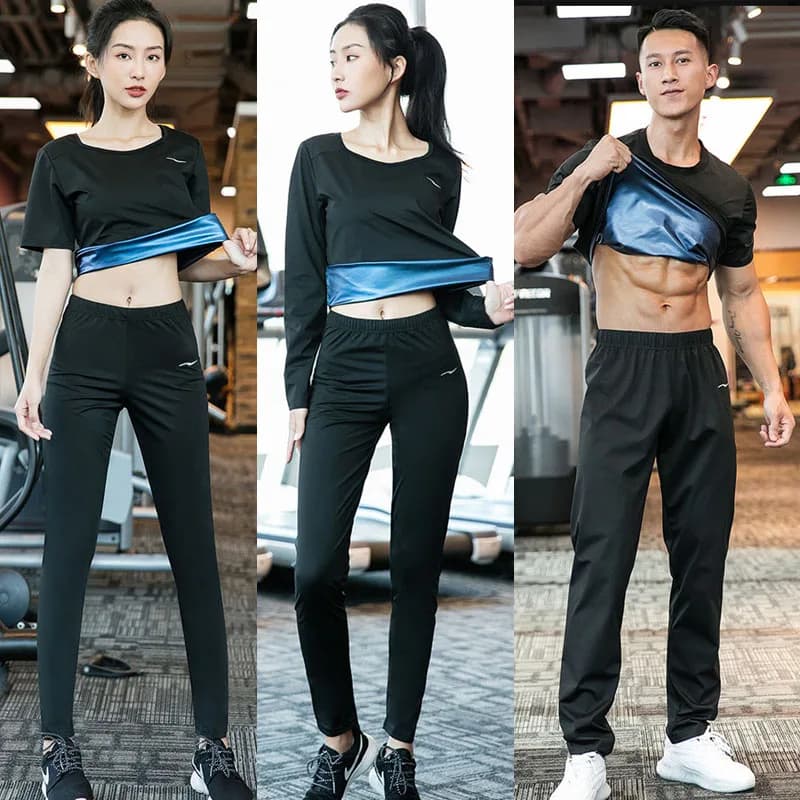 Women's Sauna Jumpsuit Fitness exercise suit Top/Bottoms long sleeve Tee Shirt pants Outwork sportswear