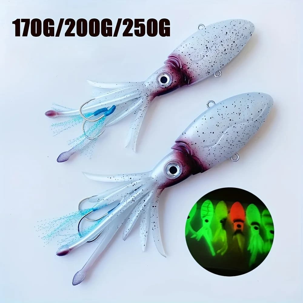 170G/200G/250G UV Glow Pesca Richiamo Morbido Polpo Calamar Pesca Mare Pesca Wobbler Esca Calamari Maschere Esche Da Pesca