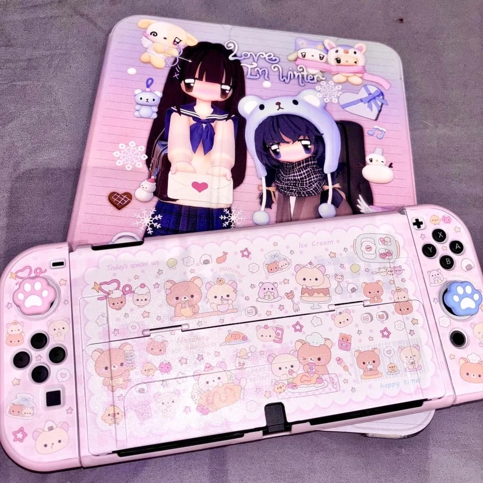 Rilakkuma Design originale Simpatico guscio protettivo per interruttore rosa per Switch2 Oled Soft Shell compatibile con Nintendo NS Sister Lite