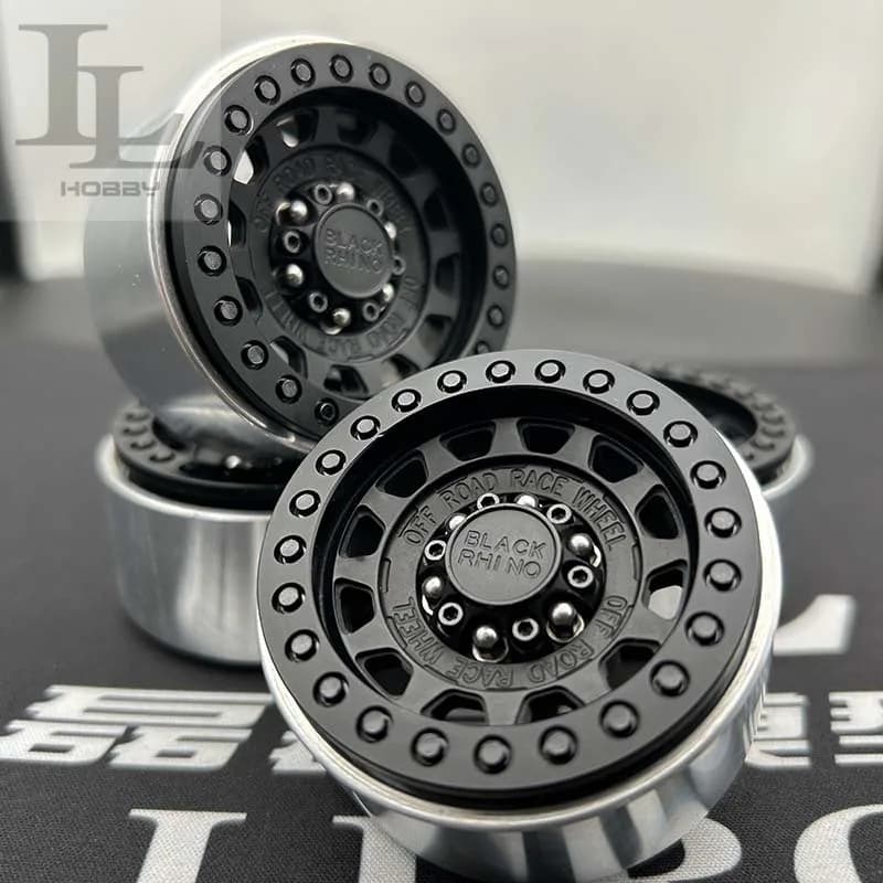 4PCS 1.9 2.2 pollici retro arrampicata auto rinoceronte nero mozzo ruota per 1/10 RC Crawler Car serbatoio 300 rinoceronte facile da controllare SCX10 TRX4