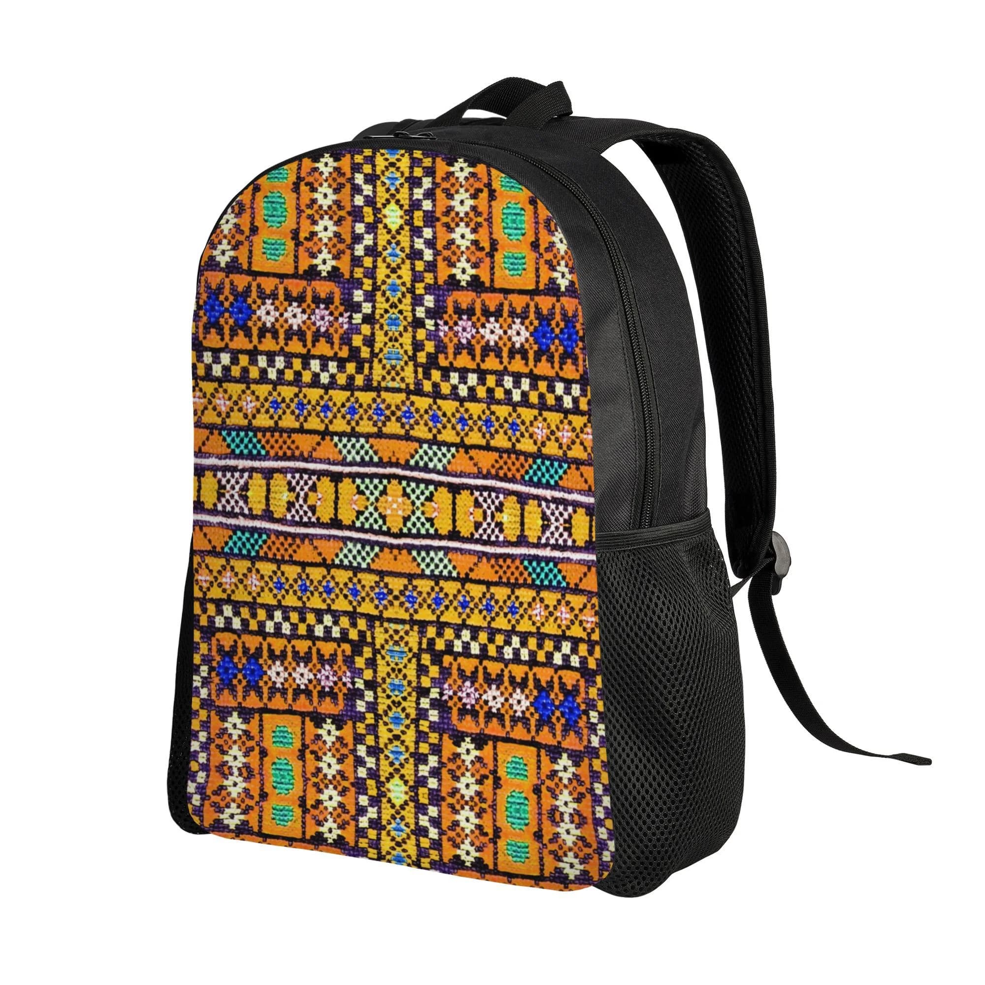 Men's Backpack Yellow and Multicolored with Design Embroidered - Fashion Casual Bag for School with Main compartment for Daily Use