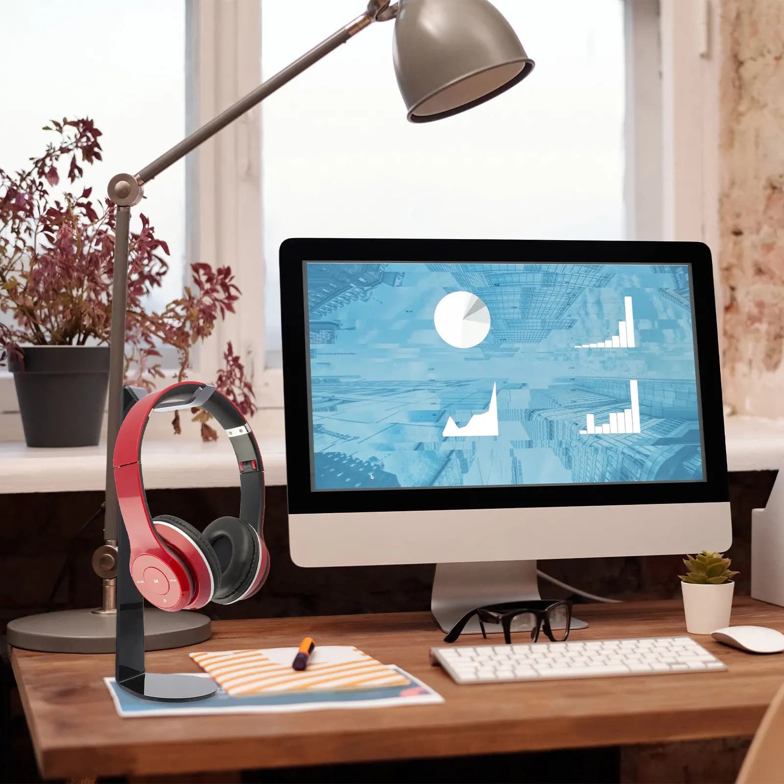 1Pcs Earphone Stand Acrylic Headphone Holder Desktop Organizer Durable Display Rack Multi-Function Headset Shelf Black