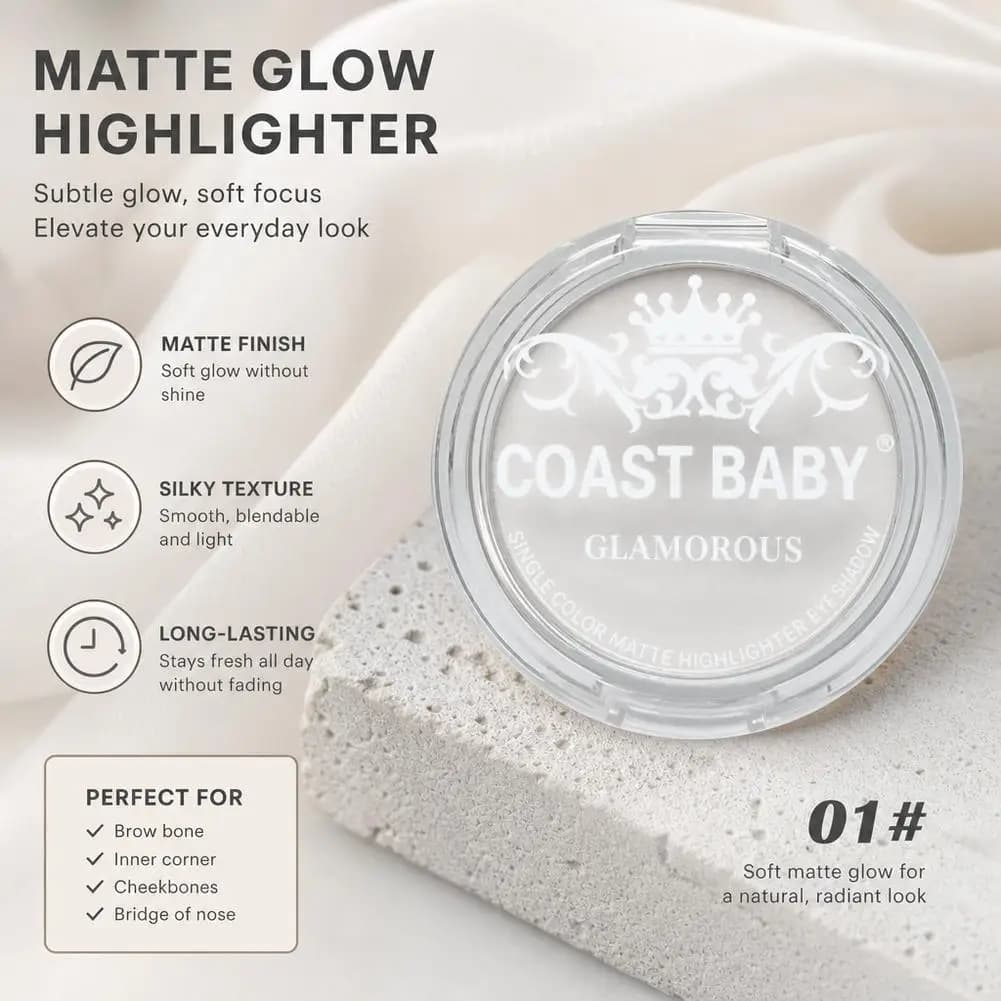 Single Matte White Eyeshadow Powder Brightening Highlighter Palette Long Lasting Facial Contour Eye Makeup for Women