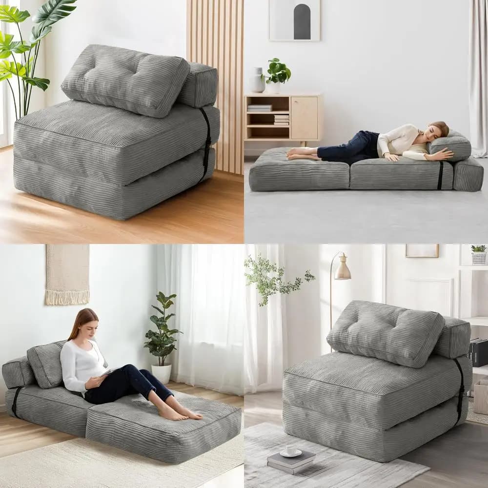 Folding sofa bed, convertible sofa bed with cushion and back support, folding mattress, sofa space for living room