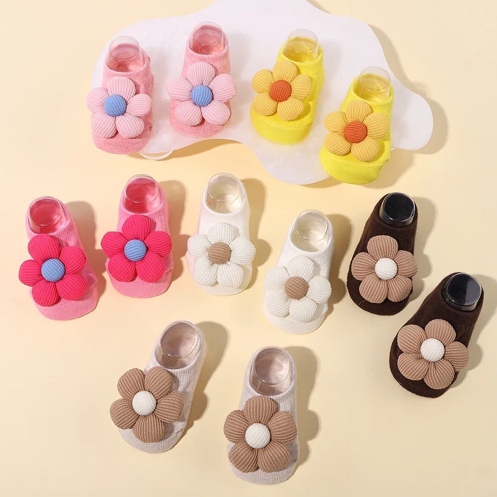 1 pair of baby socks floral sweet non-slip socks with letters breathable socks cute cartoon for baby accessories just born 0-1 years old