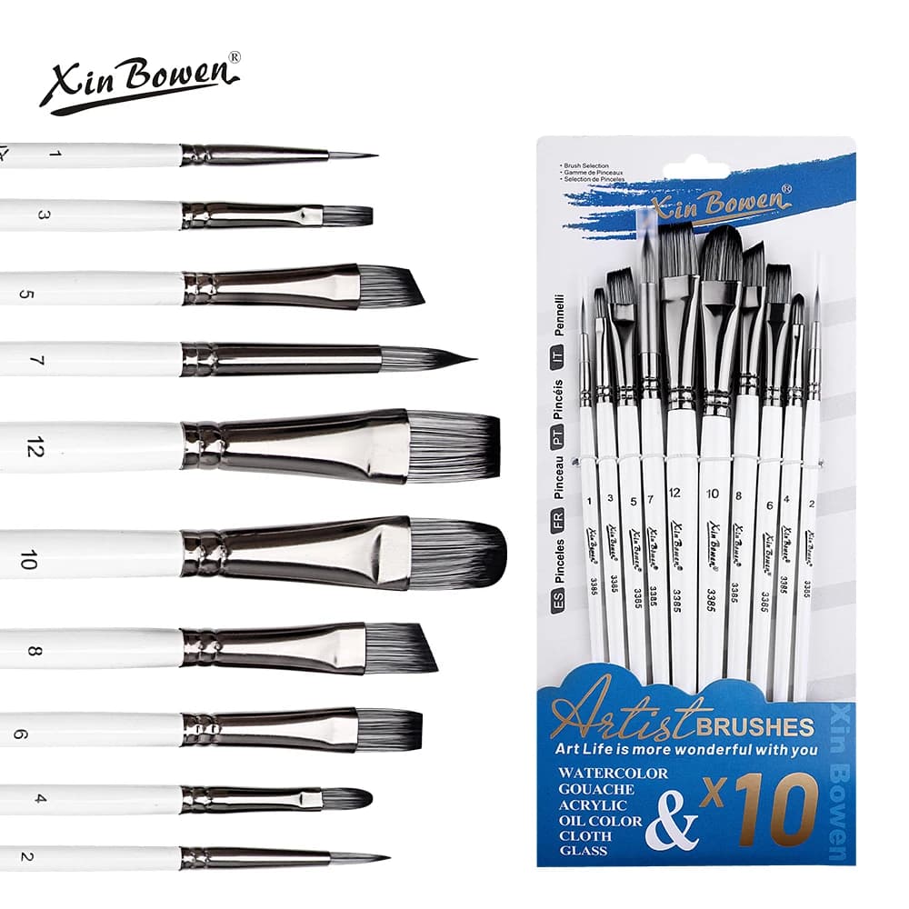 Professional 10 Pack Art Brush Set Multi-Media Painting Tools Supplies for Artists