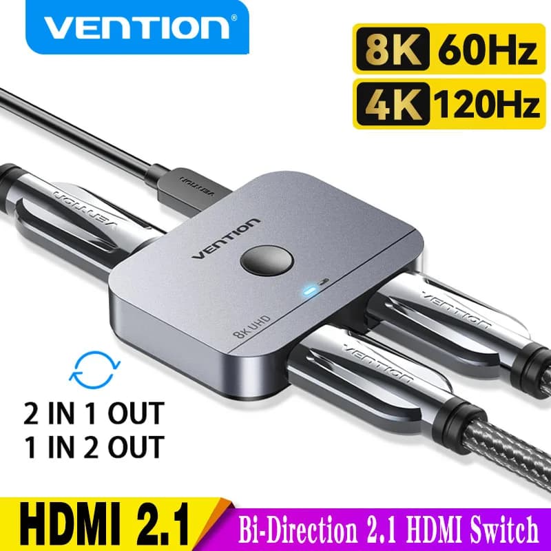 Vention 8K HDMI Splitter 4 k144hz 2 In 1 Out per TV Xiaomi Xbox SeriesX PS5 HDMI Cable Monitor proiettore HDMI 2.1 Switch Switcher