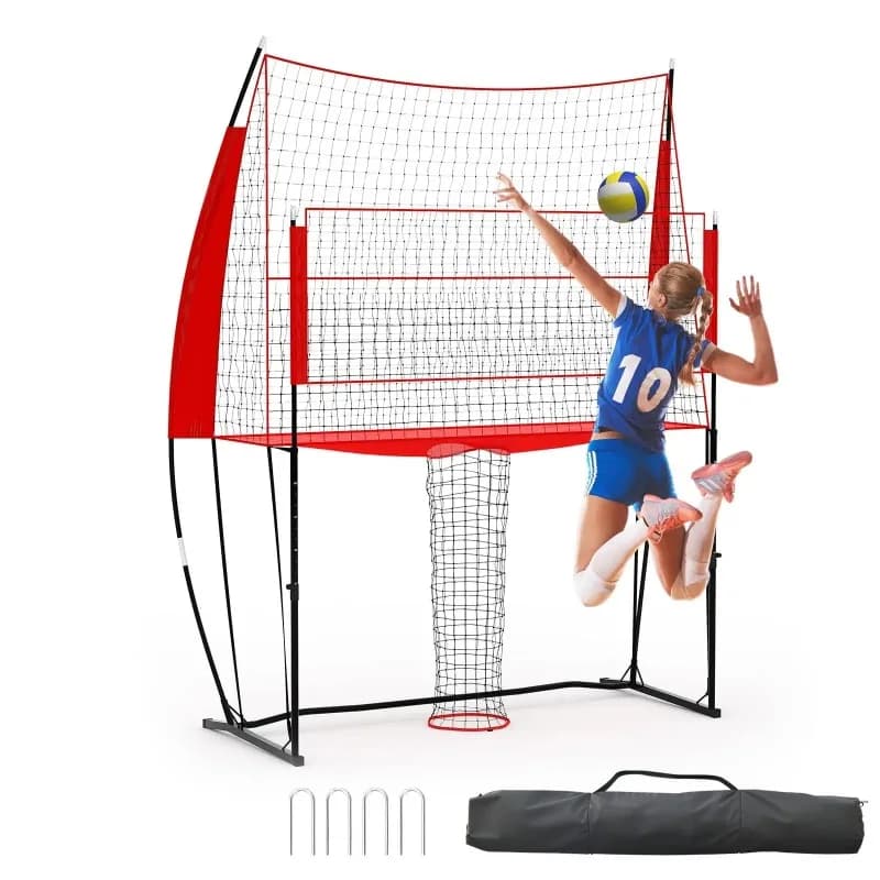 Rete da pallavolo portatile 8x11FT con telaio, rete da allenamento per pallavolo ad altezza regolabile con borsa per il trasporto per interni ed esterni