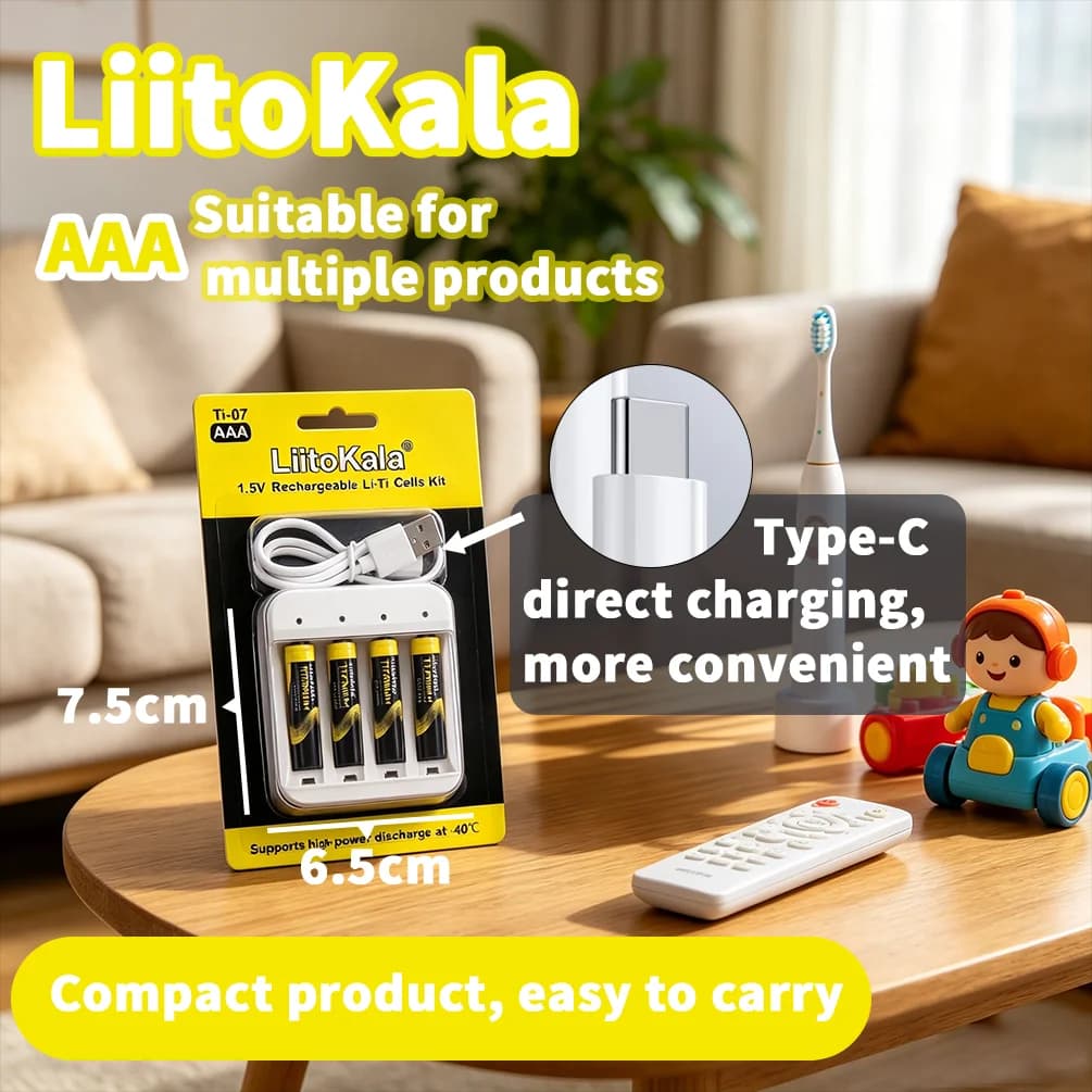 LiitoKala Ti-07 1.5V Li-ion Battery AAA Rechargeable Lithium-ion Battery with 4-slot 1.5V AA AAA Li-ion Smart Battery Charger