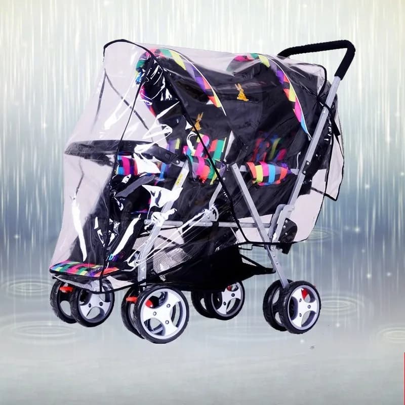 Twin Stroller Rain Cover Double Seat Windproof Baby Cart Cover Front Rear