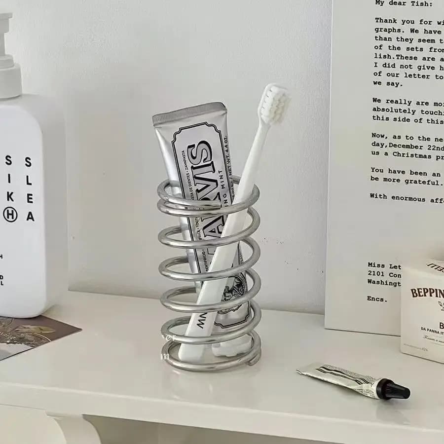 Stainless Steel Toothbrush Holder Metal Bathroom Accessories Tool for Toothpaste Makeup Brush Storage Rack Home Decoration