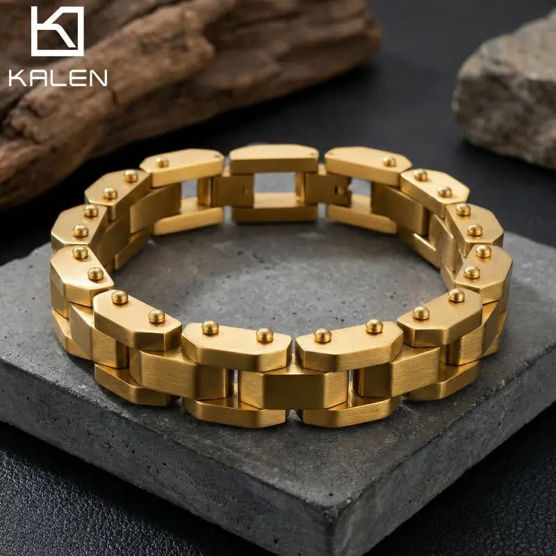 KALEN 11mm Locomotive Individuality Chain Bracelet For Men Stainless Steel 304 Steam Machinery Jewelry - KB118365-KFC