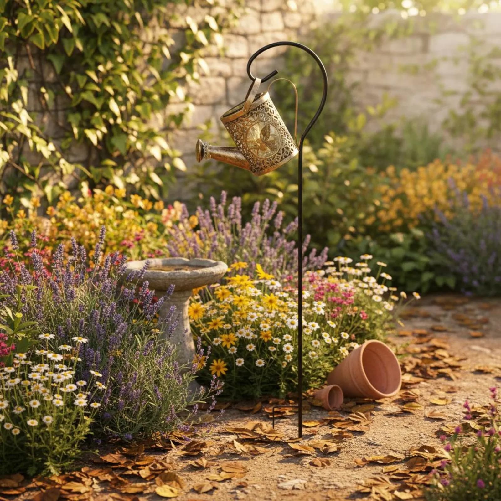 Lampada Solare a Forma di Annaffiatoio con Luci Fatate, Accensione/Spegnimento Automatico, Lampada Decorativa da Giardino Resistente alle Intemperie per Prato