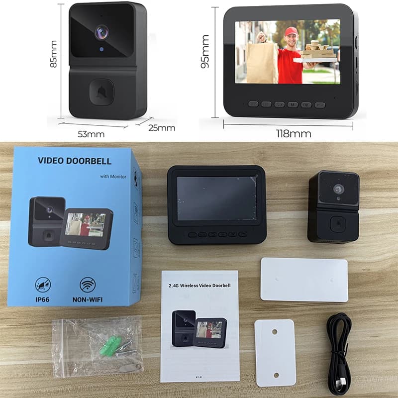 Videocitofono WiFi da 4,3 Pollici, Campanello Wireless con Interfono Bidirezionale, Telecamera a Infrarossi, Sicurezza Domestica Intelligente, Visione Notturna