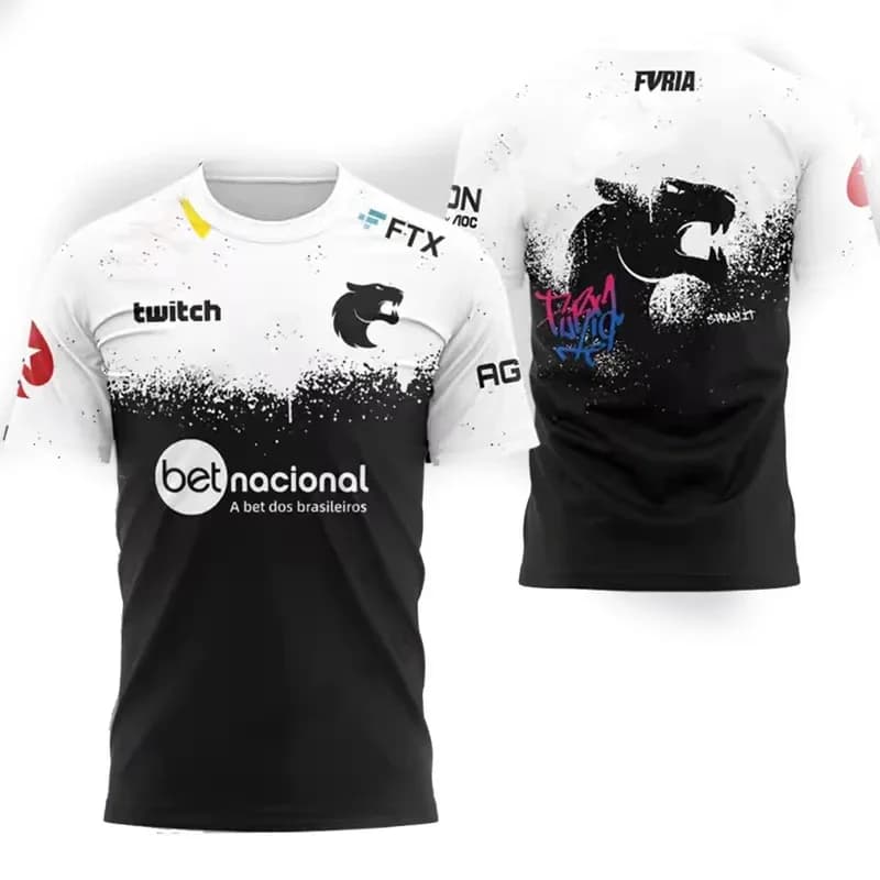 CSGO Sports Furia Team T-shirt sportiva da ragazzo girocollo maglione a maniche corte Casual Leopard 2022