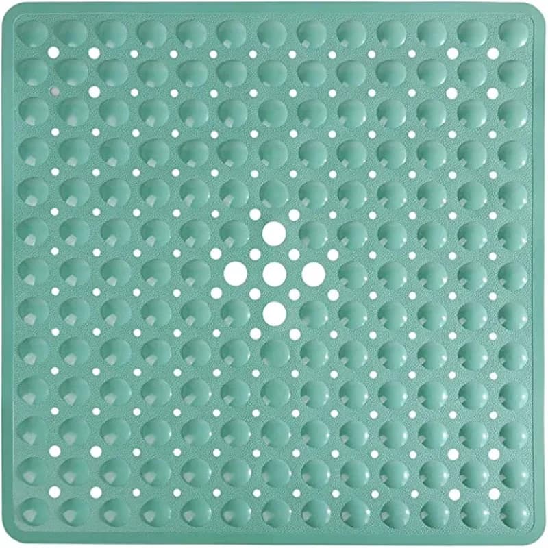 Square Bath Shower Tub Mat for Bathroom Non Slip Bathtub Mats with Suction Cups Drain Holes Machine Washable 53x53cm/ 21x21 Inch