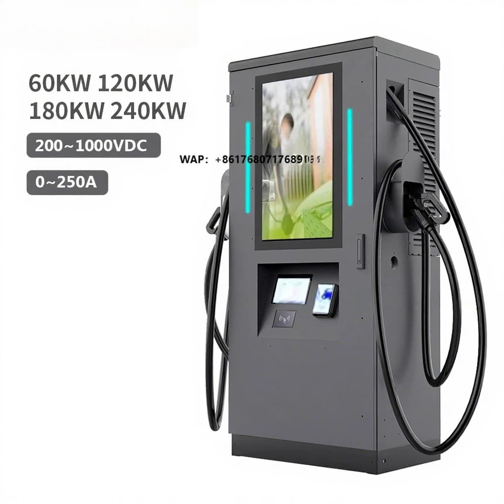 Stazione di ricarica rapida DC per auto a energia nuova, da pavimento, con doppia porta GBT CCS2 NACS, 120kW 240kW, di grande successo