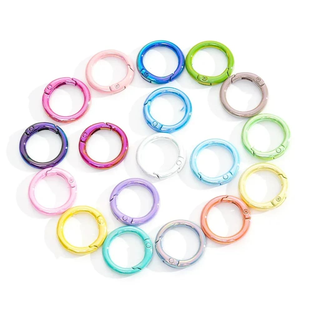 5pcs colorato rotondo chiusura a moschettone connettore chiave fai da te portachiavi catena del telefono cellulare che fa accessori