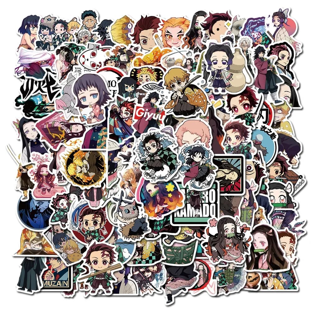 Nuovi 50 Pezzi Adesivi Anime Giapponesi Demon Slayer, Graffiti per Skateboard, Frigorifero, Decorazione per Quaderni, Valigie, Adesivi Impermeabili