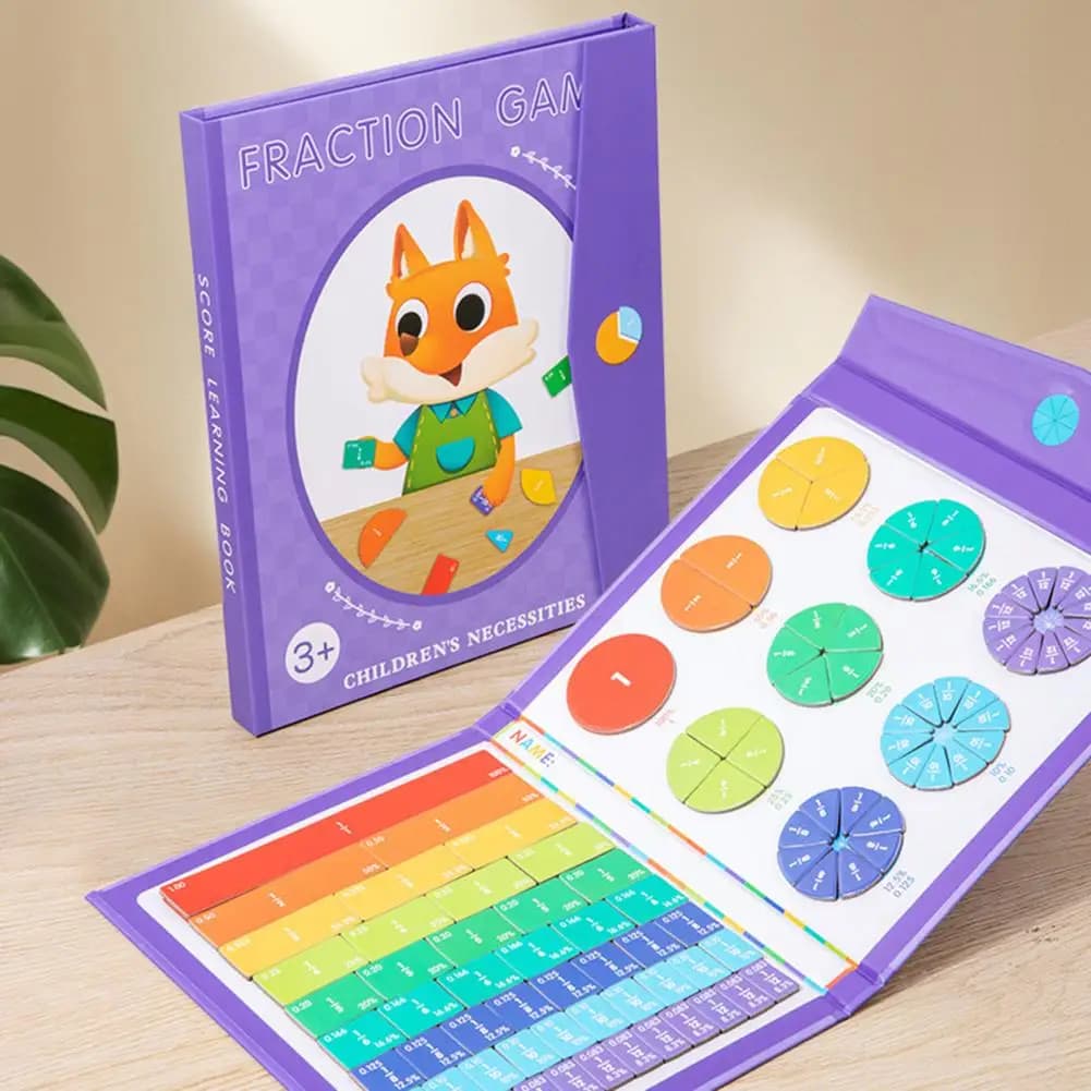 Piastrelle per frazioni magnetiche Cerchi Libro con penna Percentuale Frazione decimale Apprendimento Strumenti matematici Puzzle di frazioni educative