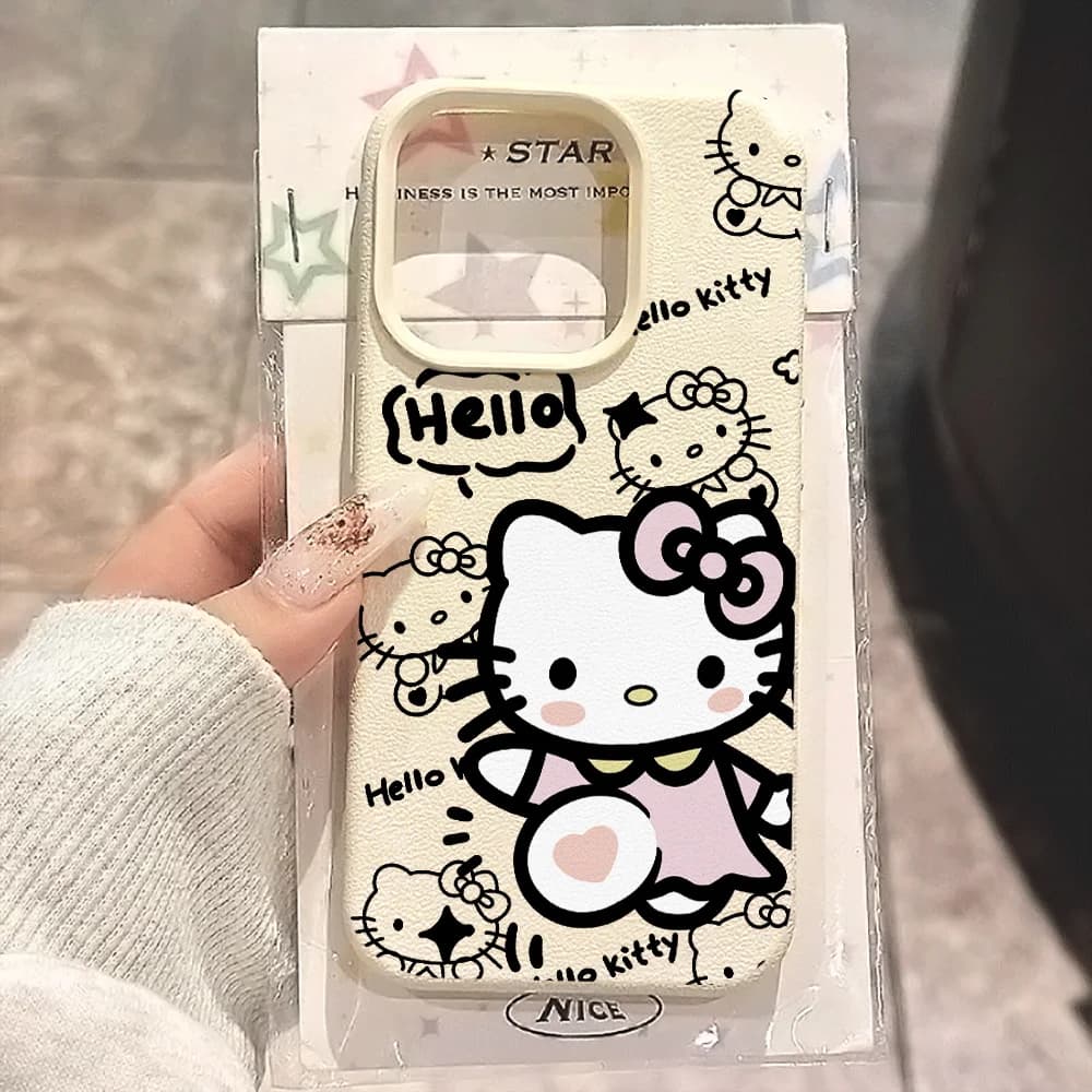 Custodia Morbida Opaca Antiscivolo Antiurto in Silicone con Schizzo di HelloKitty per iPhone 17 16 15 14 13 12 11 ProMax X XR 17Air
