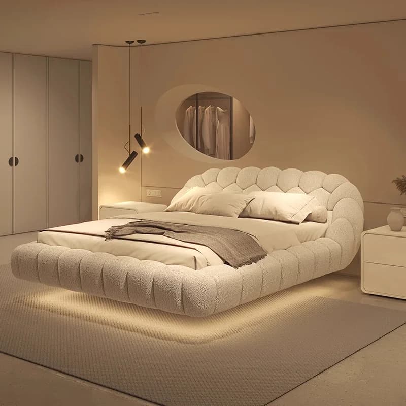 Letto galleggiante in lana d'agnello Estetica Matrimonio principessa Letto di alta qualità Appartamento moderno Mobili per camera da letto confortevoli Muebles