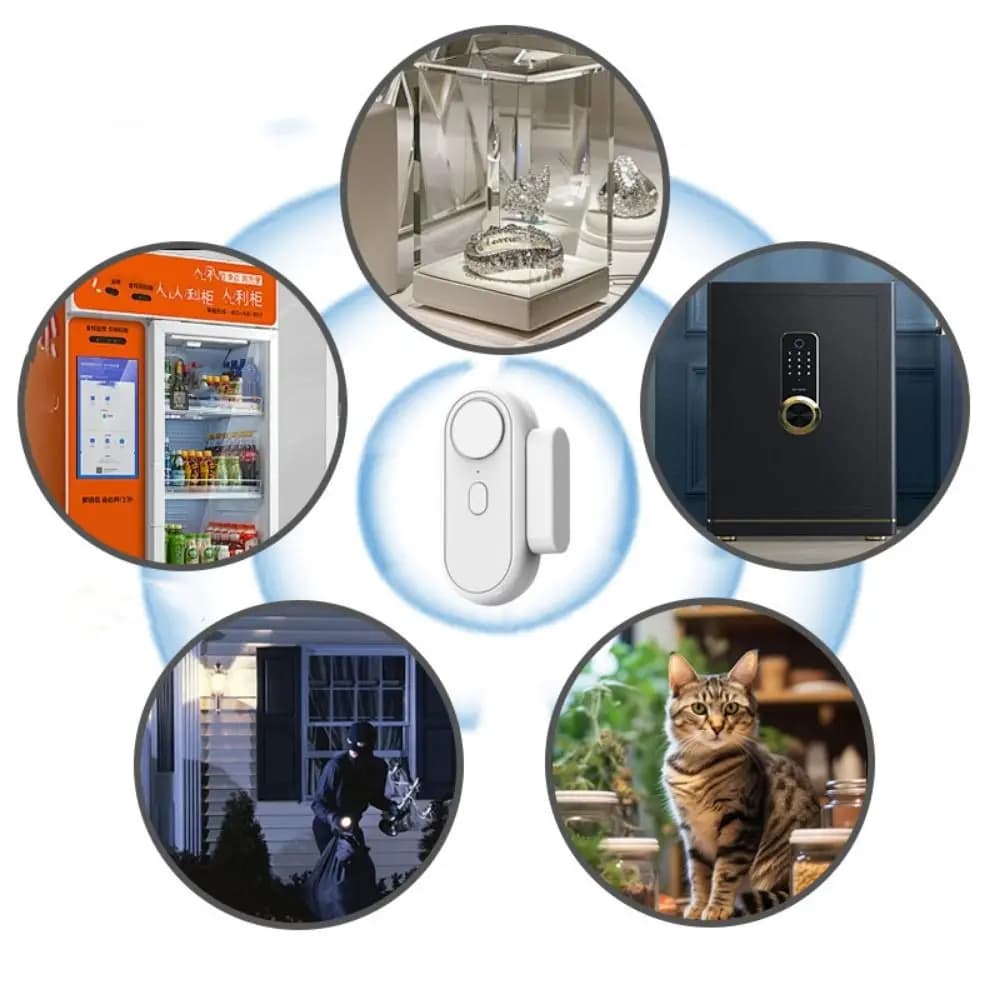 Durevole allarme per porte e finestre da 120 dB Sensore magnetico bianco multifunzionale Allarme antifurto wireless per soggiorno
