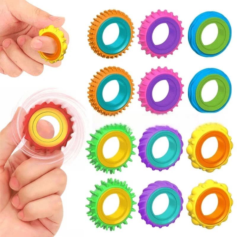 Nuovo Anello Sensoriale Girevole in Silicone Antistress e Antiansia, Giocattolo Fidget Spinner