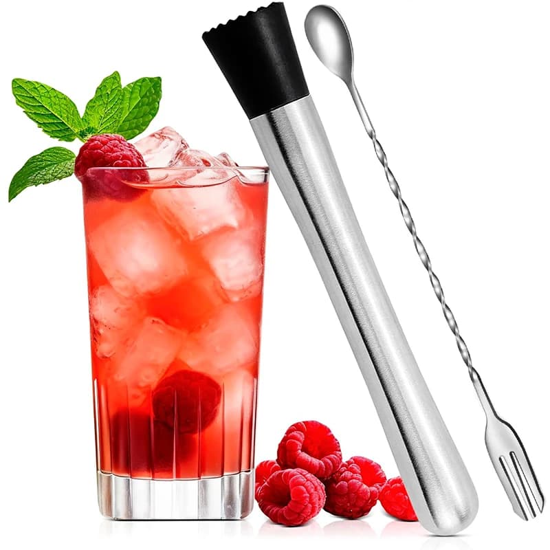 2 pezzi Muddler per cocktail Cocktail in acciaio inossidabile Muddlers Pestello con cucchiaio per mescolare Bartender Cocktail Shaker Bar Set di strumenti