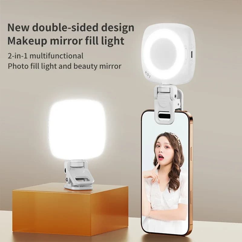 Luce per selfie del telefono 2700K-6500K Portbal Pocket Make UP Luce di riempimento con batteria ricaricabile Clip Rig Lampada fotografica per anello di bellezza