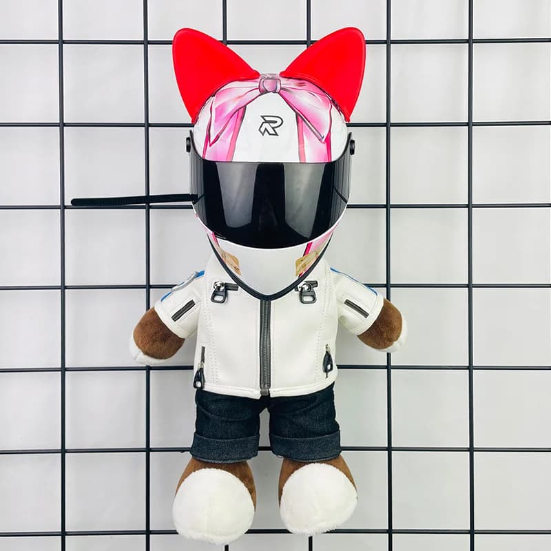 Biker helmet with bear, doll, cycling decoration, gift for boys and girls, mini helmet with backpack pendant
