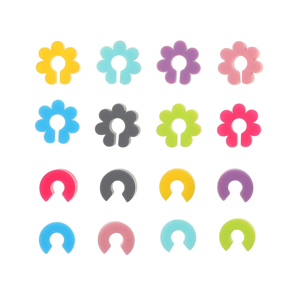 Set di 16 Identificatori per Bicchieri da Vino in Silicone a Forma di Fiore, Resistenti agli Urti, Elastici, Impermeabili, Facili da Installare