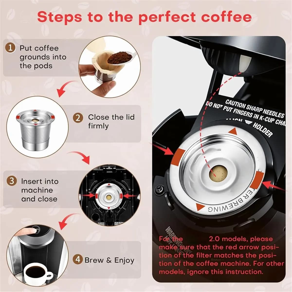Home Tool 100 Unbleached Coffee Pod Paper Filters, for 2.0 & 1.0 Coffee Makers K Cup Filters Disposable