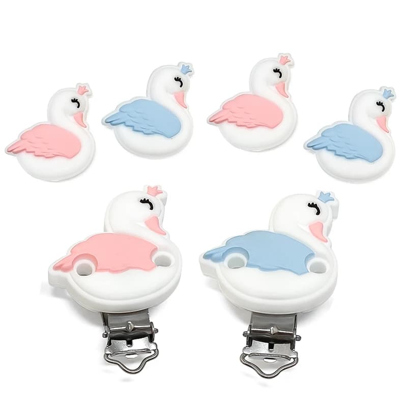 1/3/10pcs Silicone Nuovo Cigno Perline Massaggiagengive Food-Grade Denti Da Masticare Bead FAI DA TE Tettarelle Da Biberon Catena Accessori di Gioielli