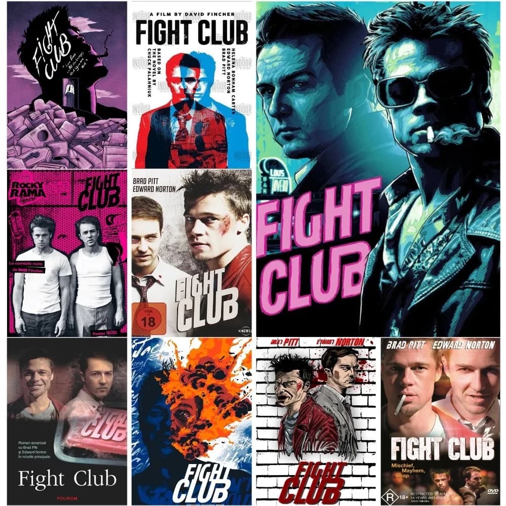 Fight Club Movie Poster Canvas Modern Wall Art Print Painting Bedroom Study Studio Living Room Cafe Decoration