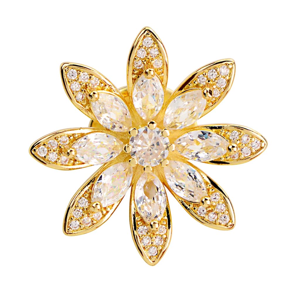 CINDY XIANG Cubic Zirconia Flower Collor Pin Brooches For Women And Men Fashion Dress T-shirt Accessories Copper Jewelry