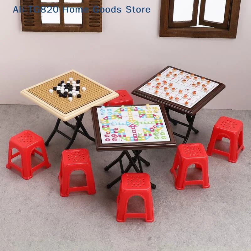[TG820] 1 Set di Giocattoli in Miniatura per Casa delle Bambole: Gomoku, Scacchi, Modello di Scacchi Volanti, Accessori per Casa delle Bambole, Decorazione da Scrivania