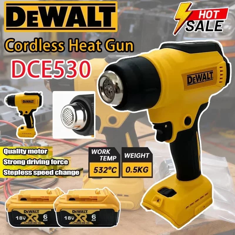Pistola Termica Senza Fili Dewalt DCE530 300W, Soffiatore Termico ad Alta Potenza per Saldatura e Termoretrazione, Compatibile con Batteria Dewalt 18V