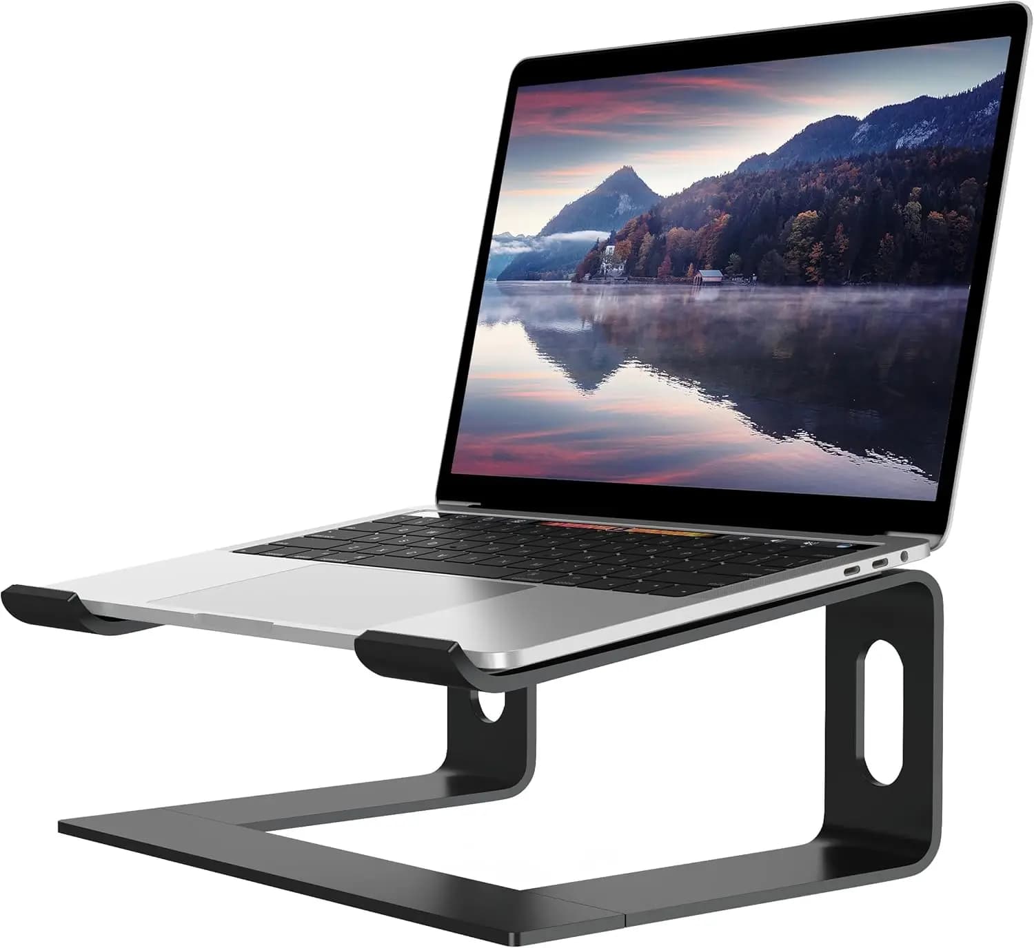 Supporto per Laptop in Alluminio, Rialzo Ergonomico Staccabile per Notebook da 10-15.6 Pollici, Supporto di Raffreddamento Nero