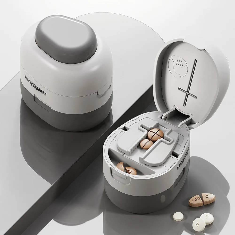 Drug Divider Case 2/4-in-1 Pill Cutter Food Grade Precise Cutting Tablet Splitter Waterproof Adjustable Pill Storage Box Outdoor