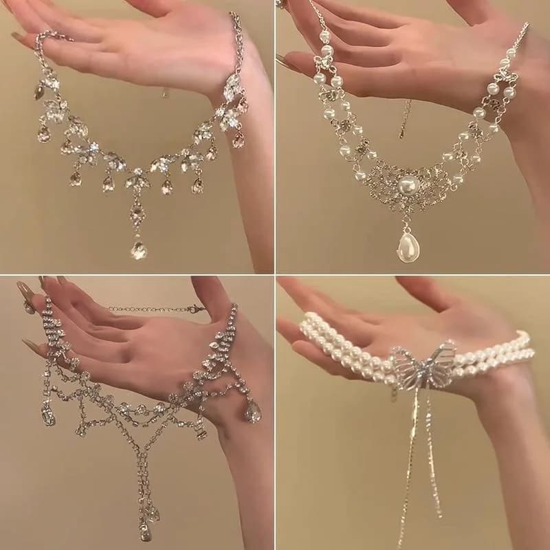 Banquet Luxury Diamond Geometric Waterdrop Tassel Necklace, Light Luxury Collarbone Chain for Women