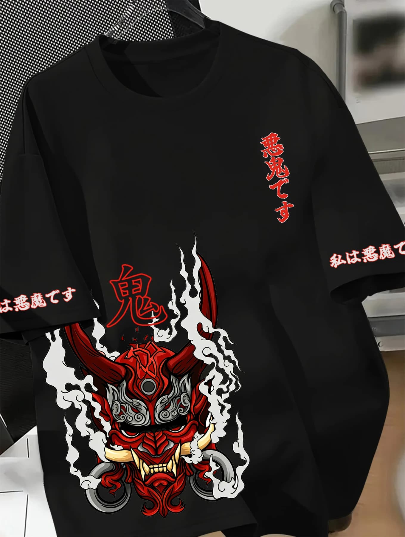 Printed T-shirt for Men New Summer Fashion Japanese Oni Demon Printed Tee Machine Washable S-XXL