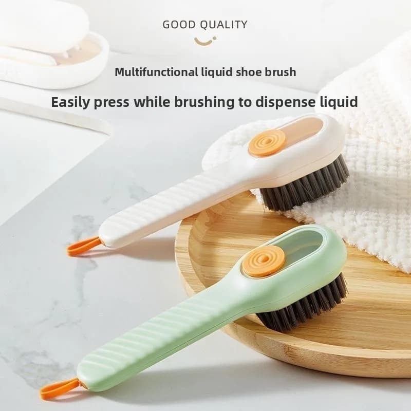 Liquid-filled Shoe Brush, Multi-functional Shoe Cleaning Brush, Household Push-out Soft-bristled Laundry and Cleaning Brush,