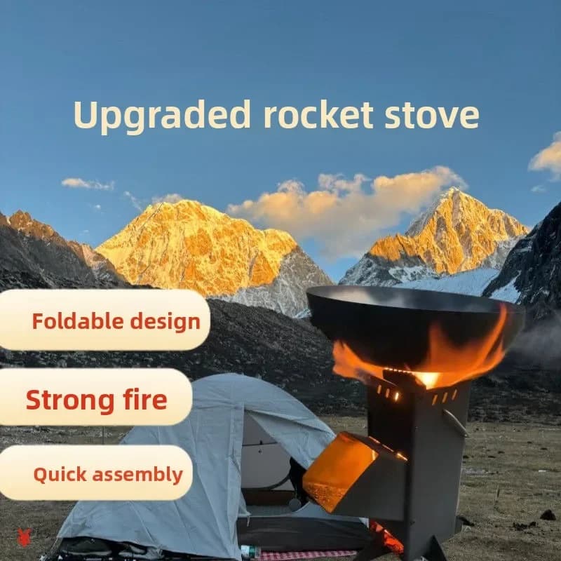 Stufa a Legna Pieghevole Integrata per Esterni, Campeggio, Picnic, Cucina da Campeggio, Viaggi, Stufa Portatile per Auto, Fornello Riscaldante